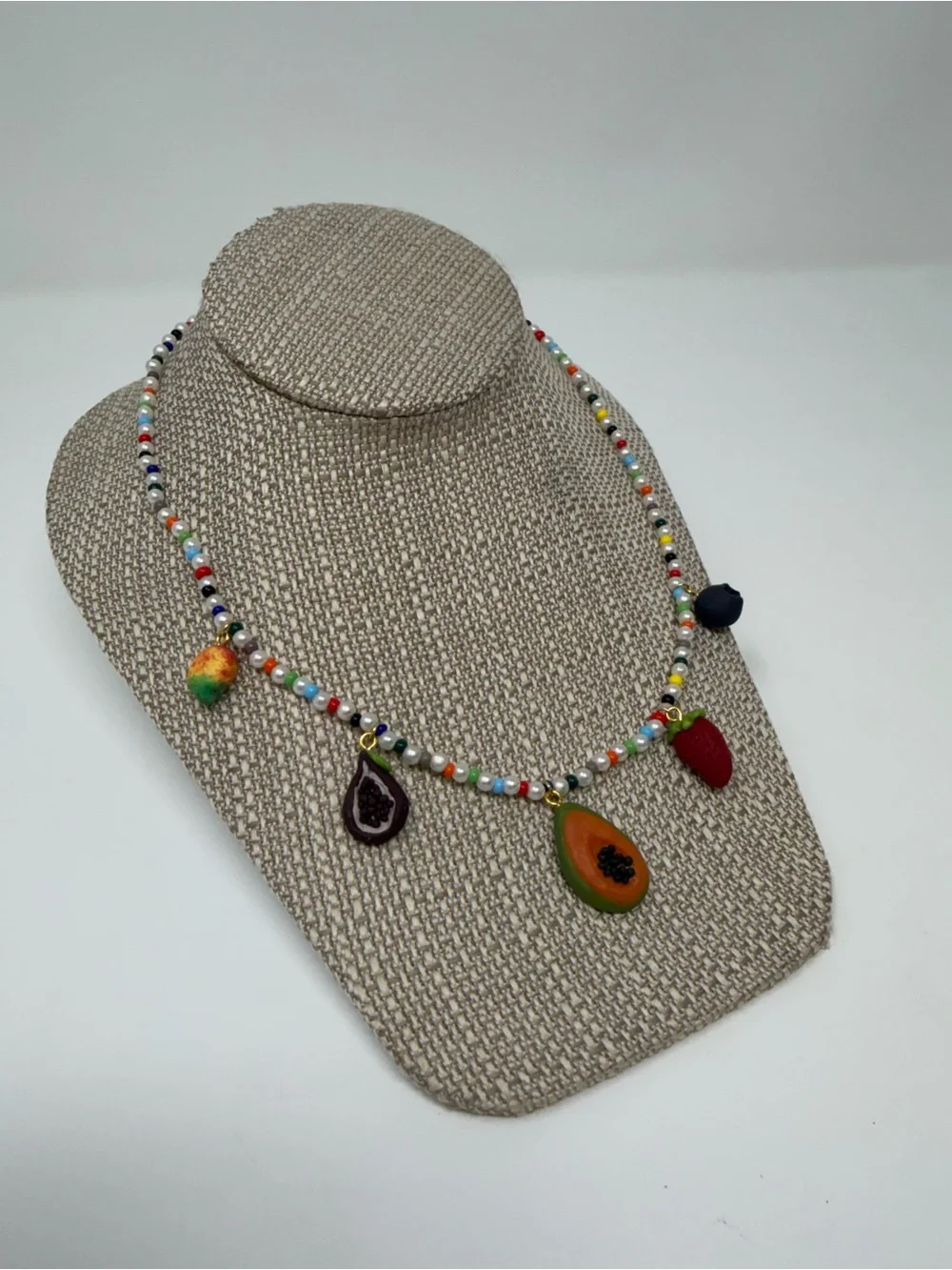 Handmade Summer Colorful Fruit Charm Beaded Necklace - Multicolor